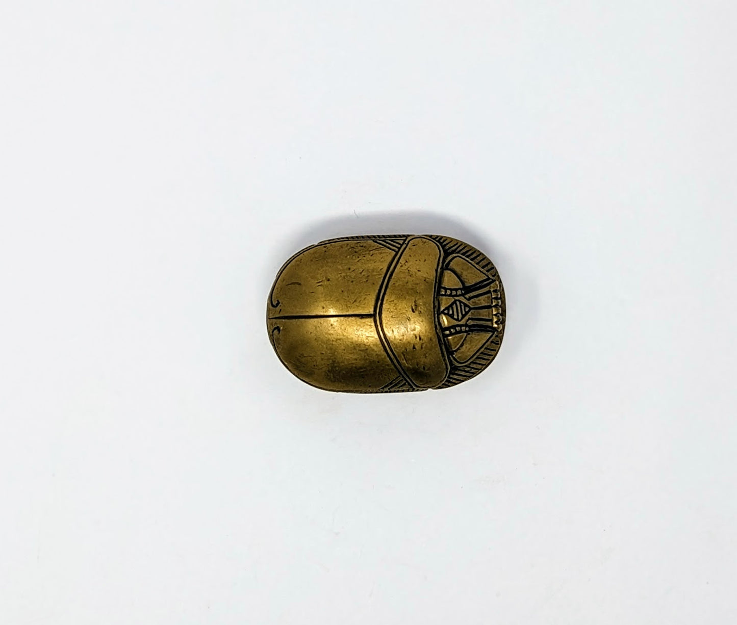 RARE Antique Grand Tour/Egyptian Revival Brass Scarab with Hieroglyphics