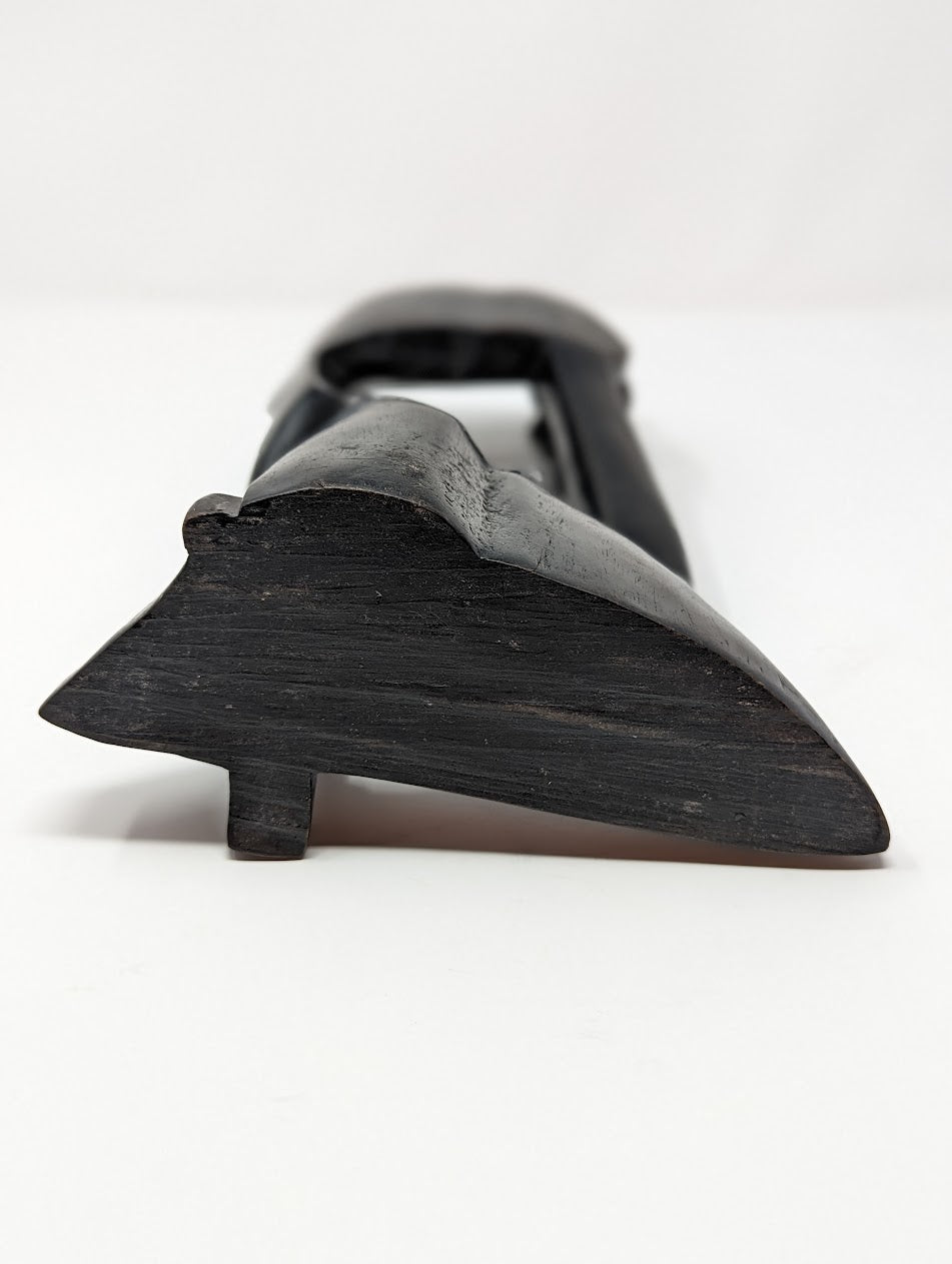 RARE Hand-Carved Ebony Tribal Abstract "The Thinker" Statue
