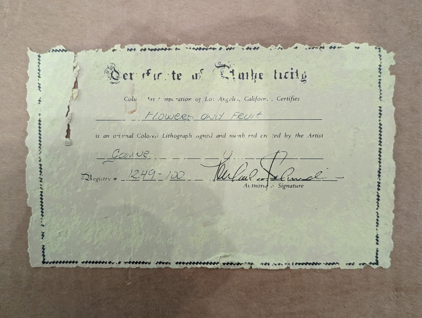 1960s Limited Edition "Flowers and Fruit" Lithograph | Yves Ganne w/COA