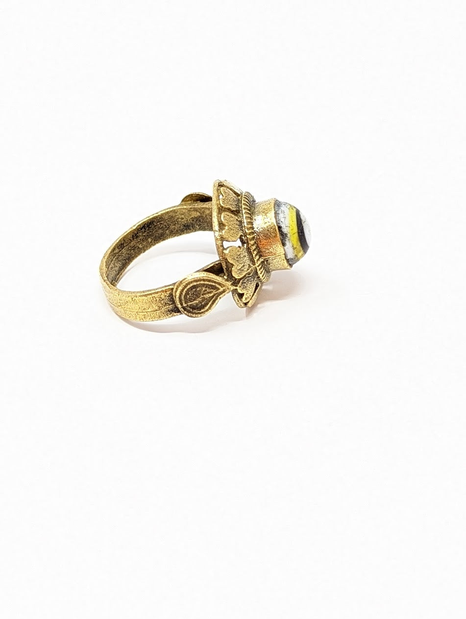 Antique Gold-Gilt Phoenician Ring | Mosaic Center-Stone (c. 300 A.D.)