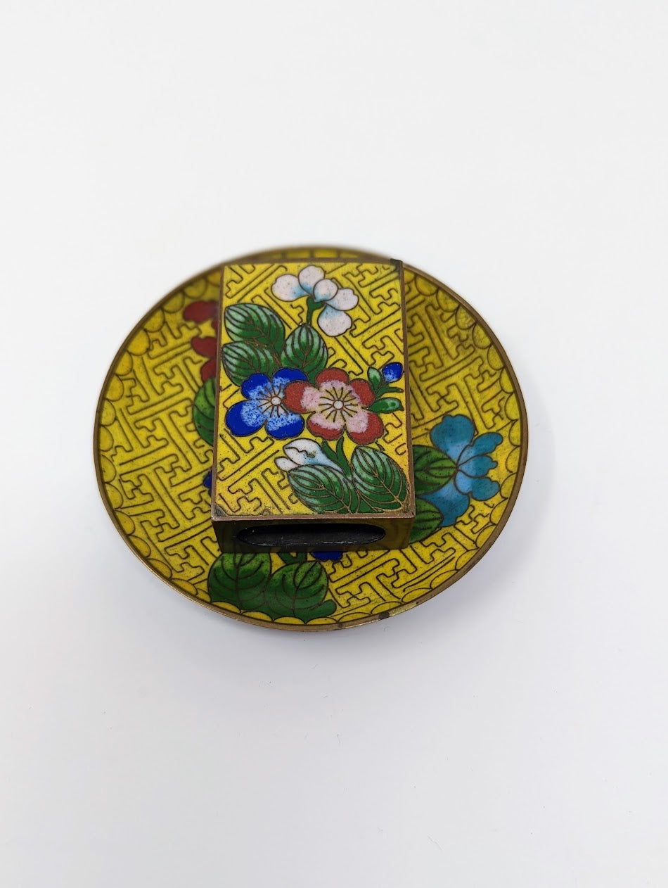 Antique Cloisonné Matchbox Holder & Ashtray | China (c. 1890-1910)