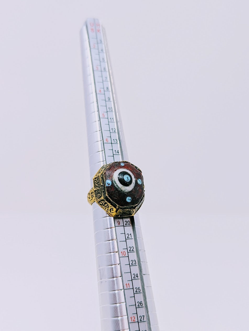 Antique Phoenician Ring with Mosaic Glass Center-Stone (c. 300 A.D.)