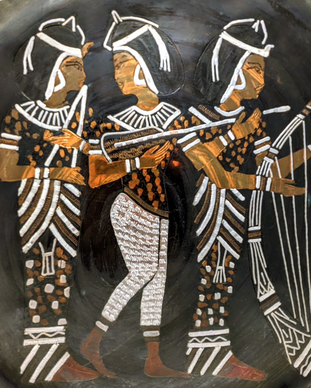 Vintage Hammered & Etched Copper Plate with Ancient Egyptian Motif