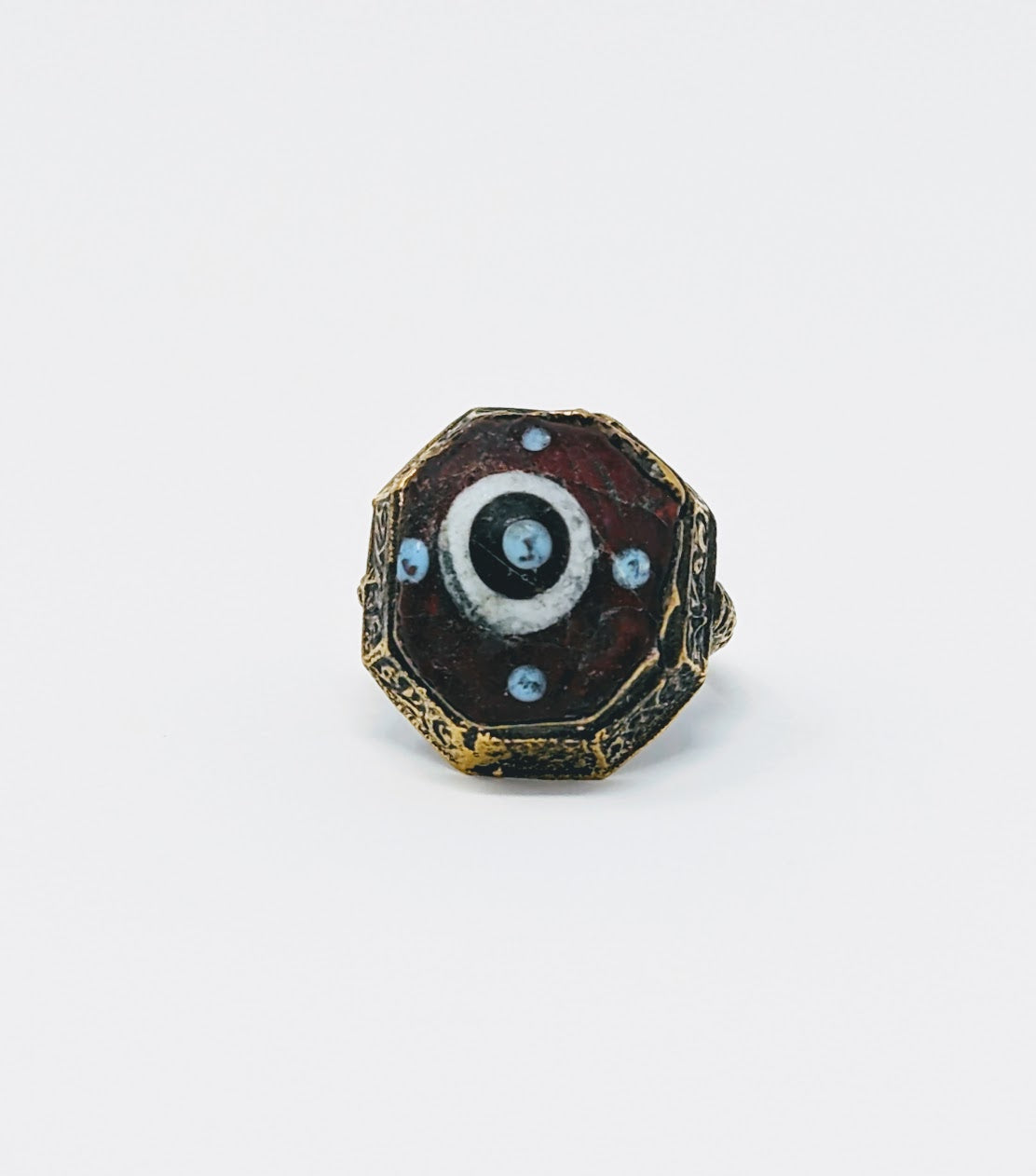 Antique Phoenician Ring with Mosaic Glass Center-Stone (c. 300 A.D.)
