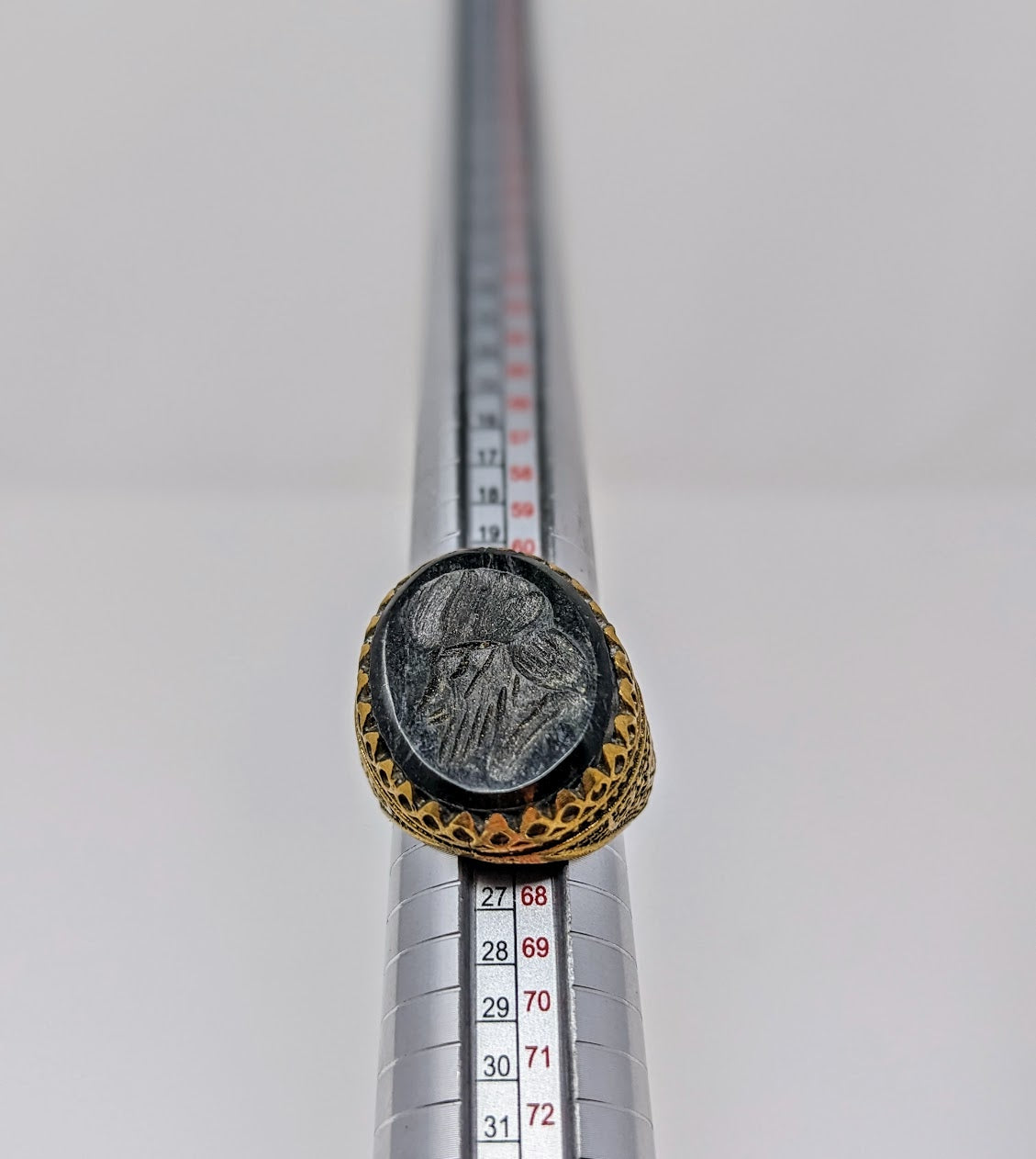 Antique Near Eastern Black Agate Intaglio Portrait Ring