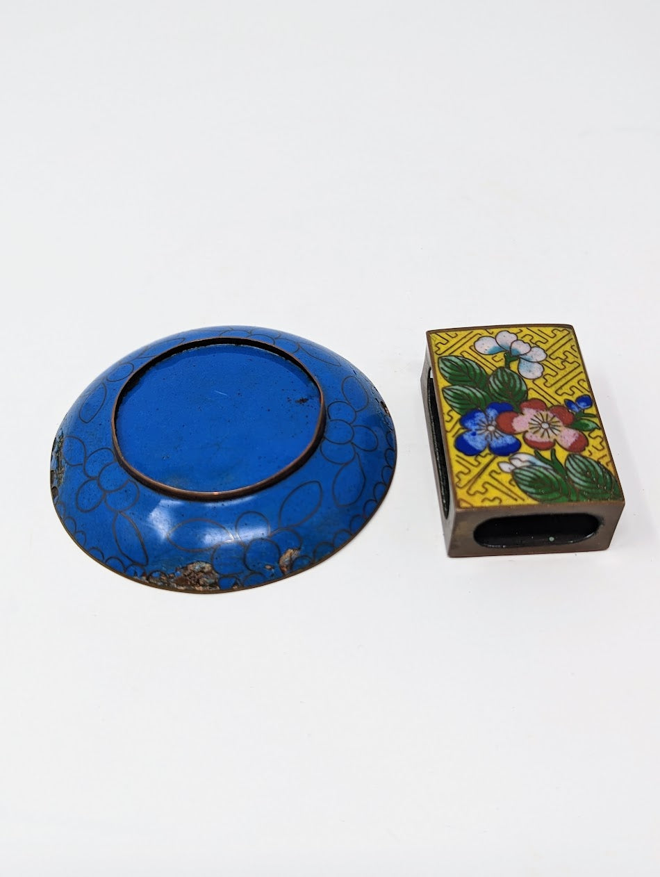 Antique Cloisonné Matchbox Holder & Ashtray | China (c. 1890-1910)