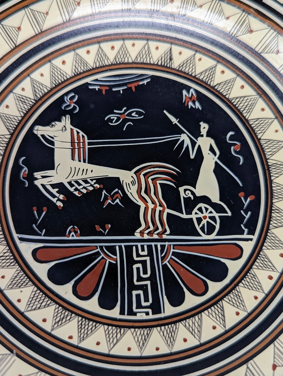 1950s Greek Artisan Copper & Enamel Shallow Bowl | Signed & Numbered