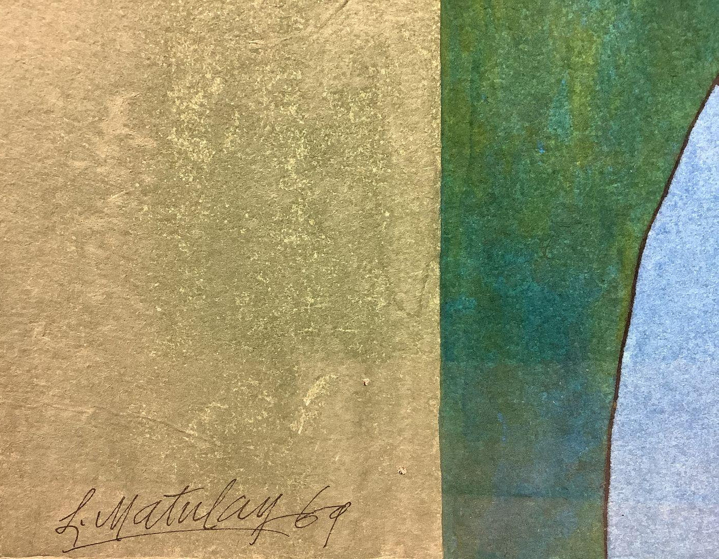 RARE Original Laszlo Matulay Painting "Geometric Nude" | Mixed Media on Paper Signed & Dated (1969)