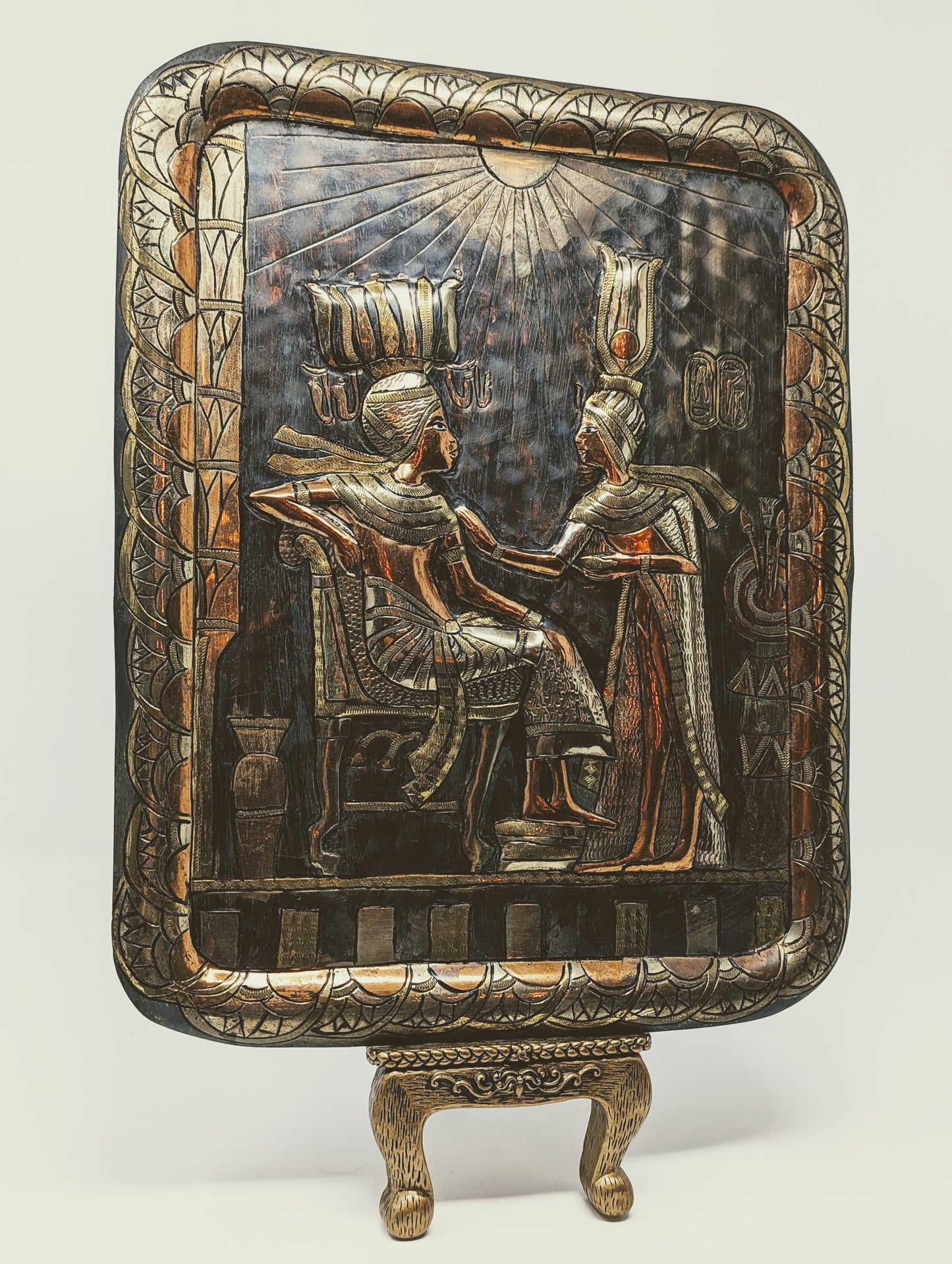 Vintage King Tutankhamun Copper Wall Plaque | 1970s