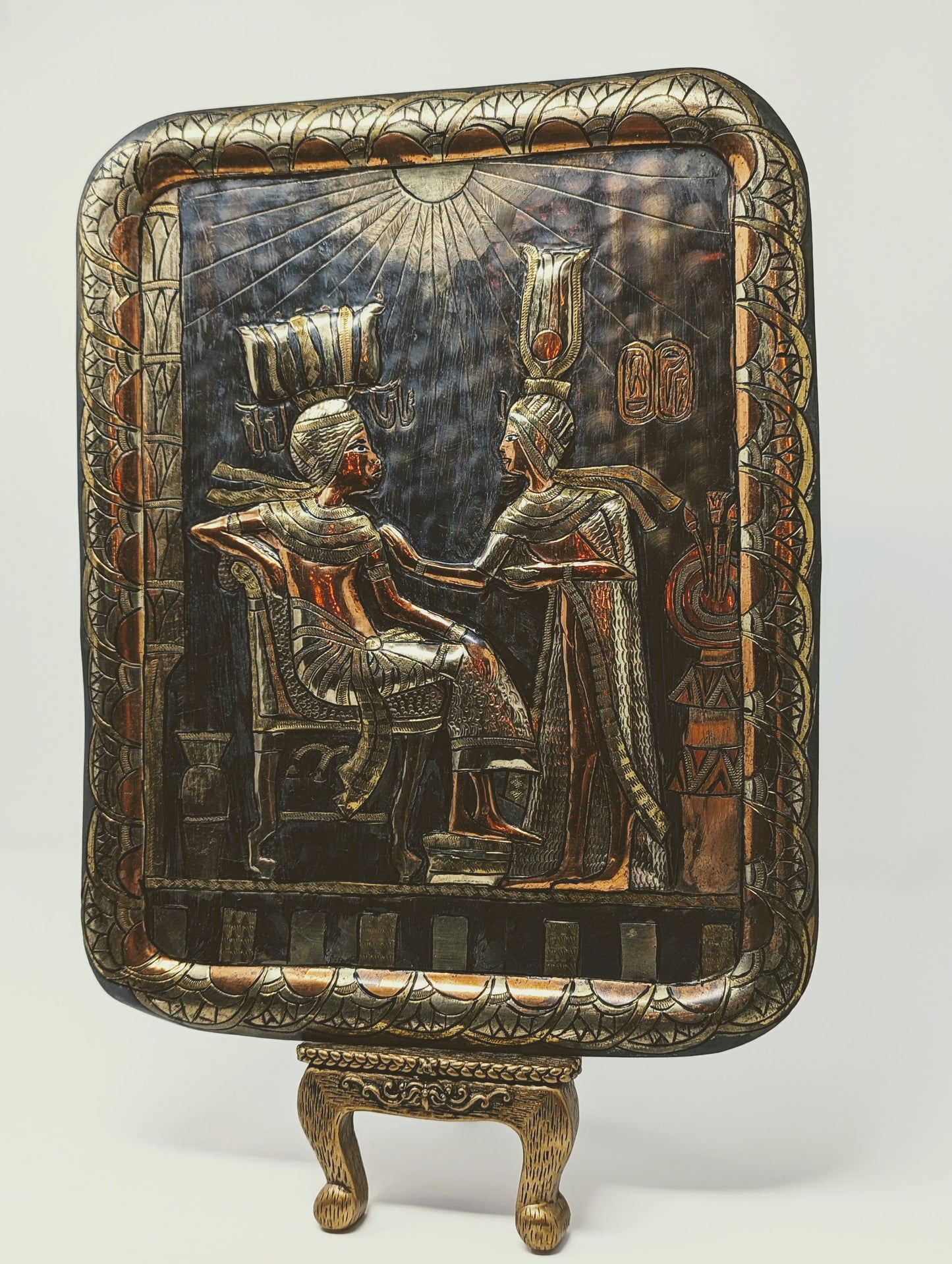 Vintage King Tutankhamun Copper Wall Plaque | 1970s