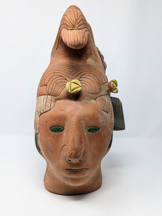 Vintage Mayan Terracotta "Head of King Pacal of Palenque" Sculpture