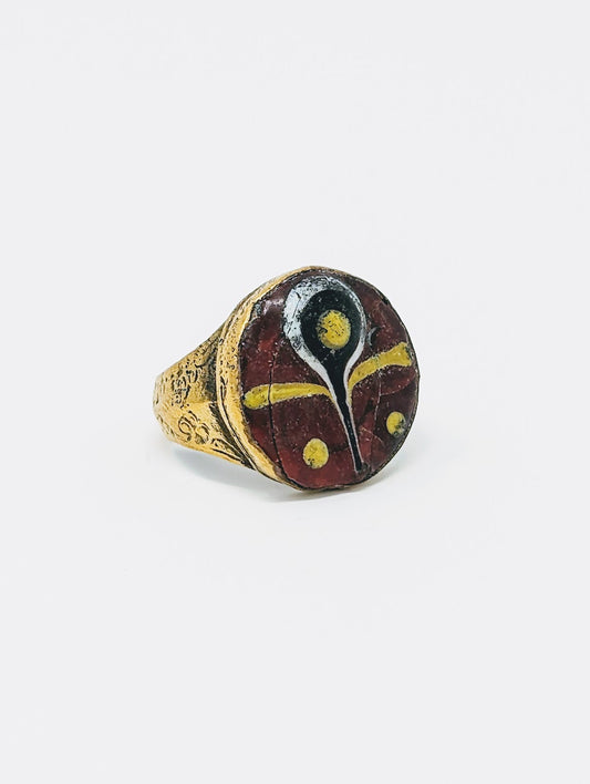 Antique Phoenician Ring | Mosaic Glass Center-Stone (c. 300 A.D.)