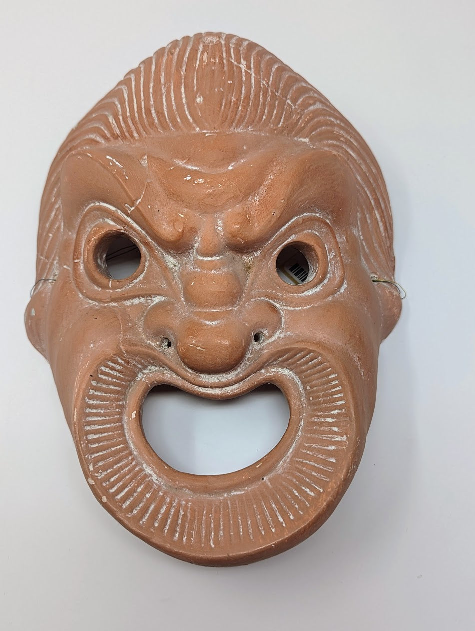 Ancient Greek Hellenistic Comedy Mask | Vintage Chalkware Replica