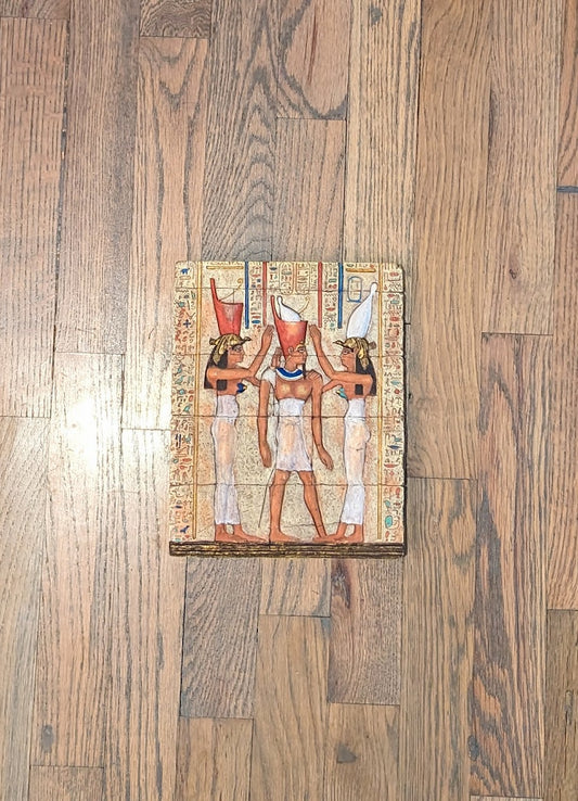 Vintage Egyptian Plaque | Coronation of Ptolemy VIII by Wadjet & Nekhbet