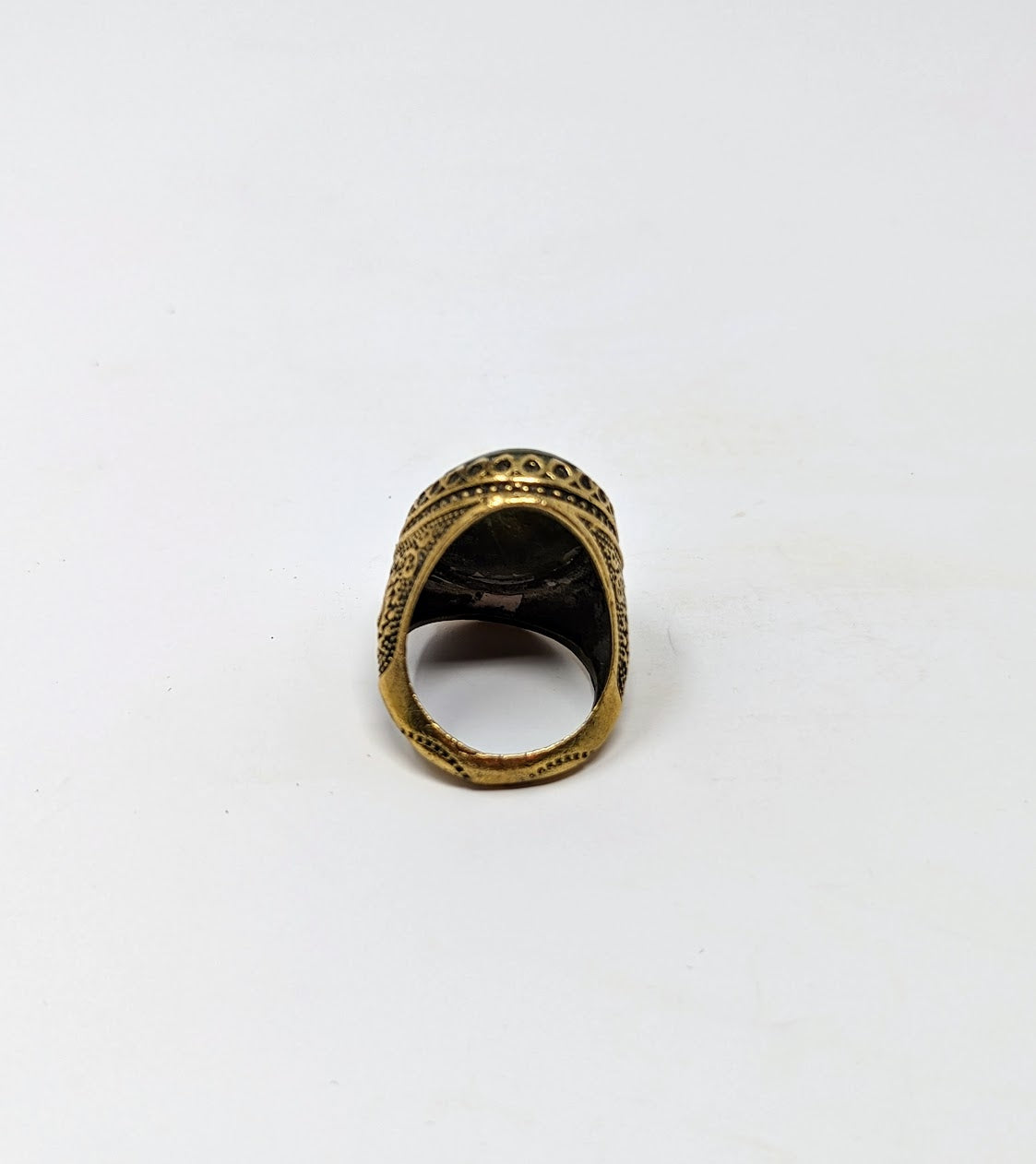 Antique Green Agate Near Eastern Intaglio Bird Ring