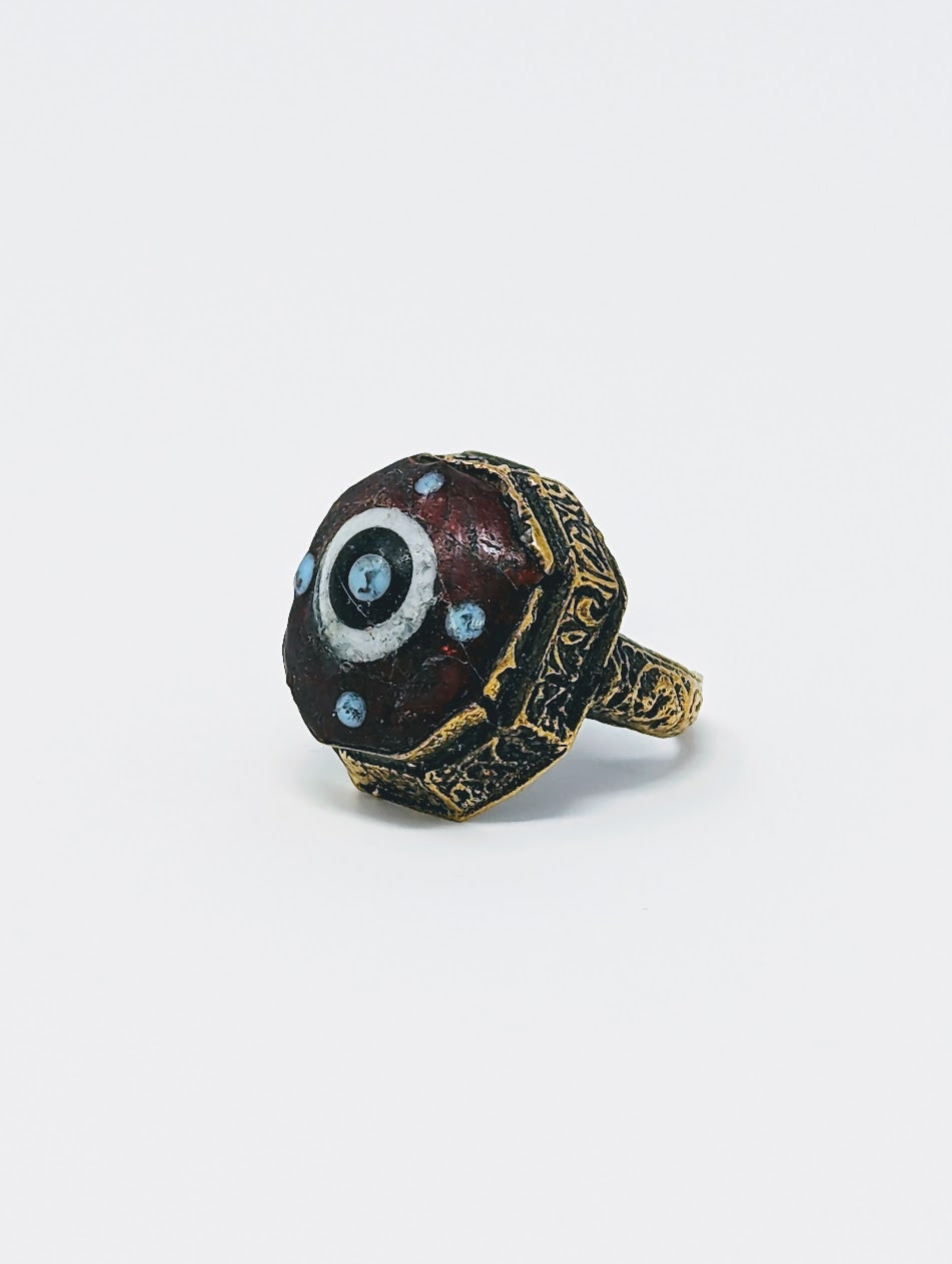 Antique Phoenician Ring with Mosaic Glass Center-Stone (c. 300 A.D.)