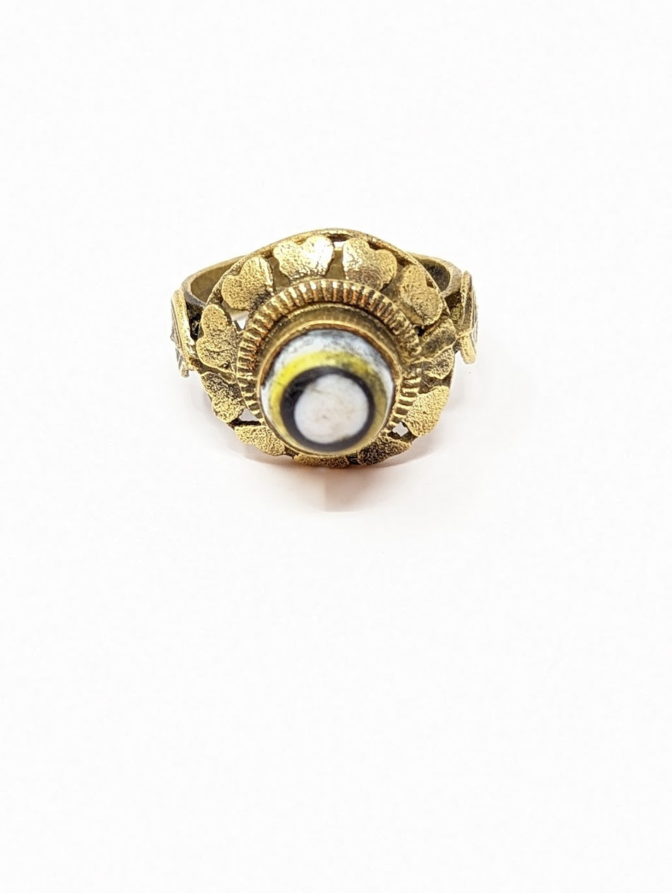 Antique Gold-Gilt Phoenician Ring | Mosaic Center-Stone (c. 300 A.D.)