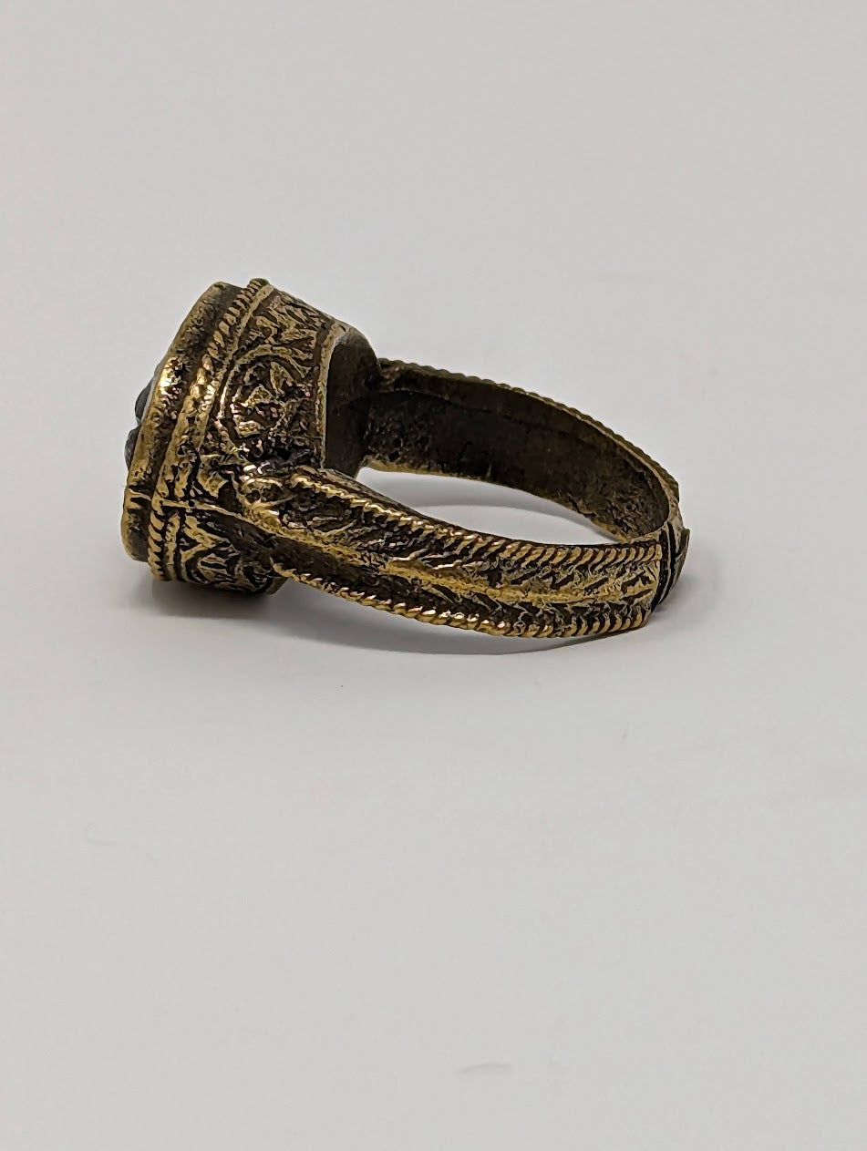 Antique Gold-Gilt Phoenician Ring | Mosaic Glass Center-Stone (c. 300 A.D.)