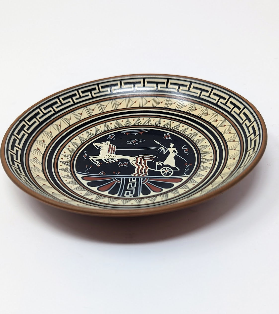 1950s Greek Artisan Copper & Enamel Shallow Bowl | Signed & Numbered