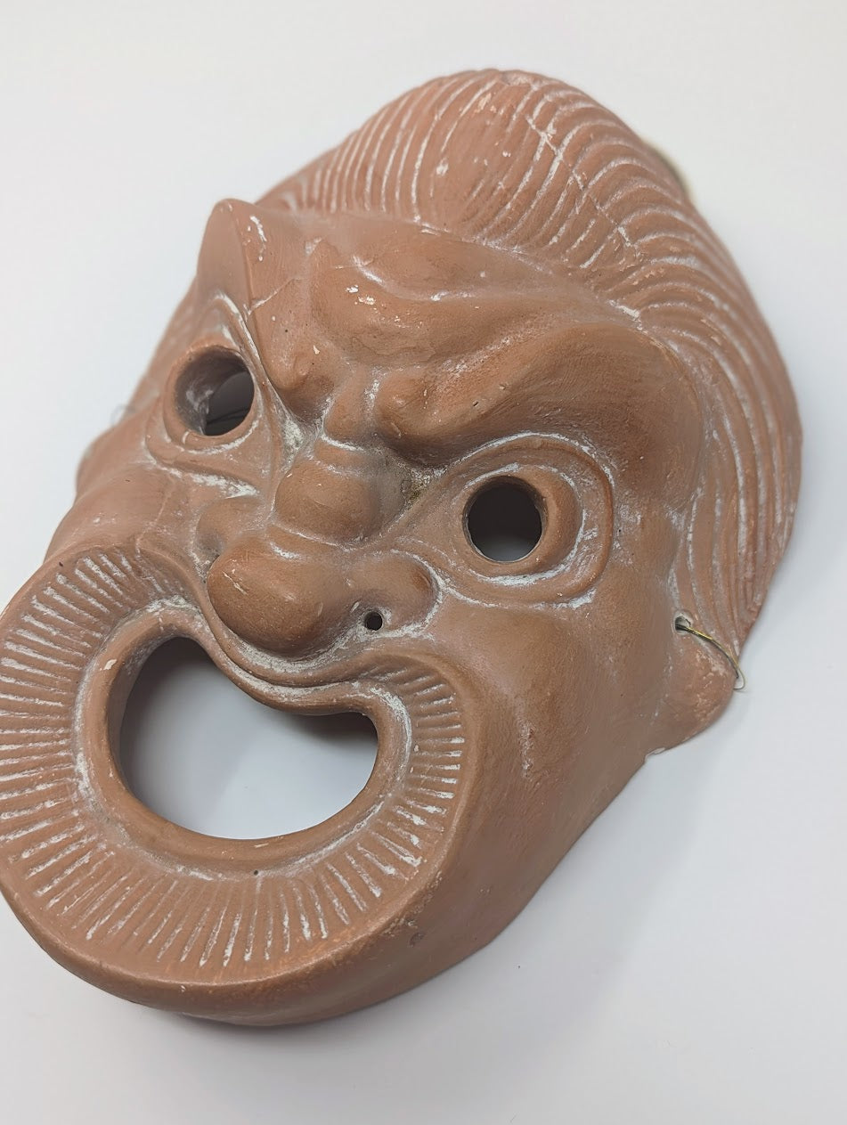 Ancient Greek Hellenistic Comedy Mask | Vintage Chalkware Replica