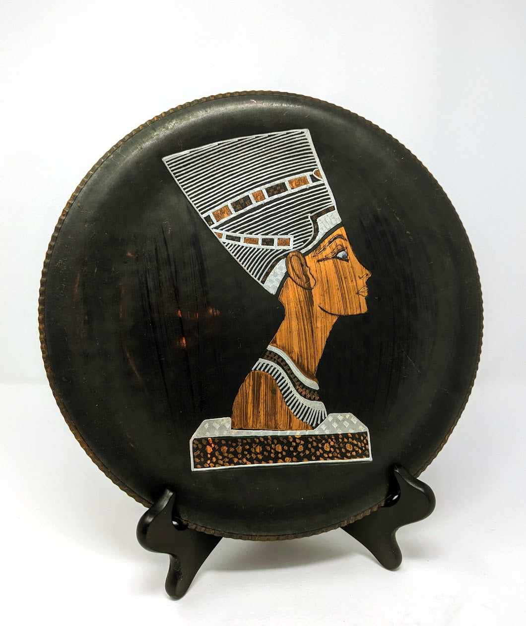 Queen Nefertiti Etched & Stamped Copper Plate with Tin Inlay