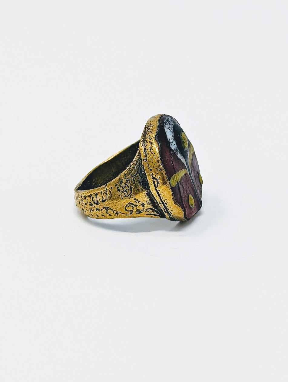 Antique Phoenician Ring | Mosaic Glass Center-Stone (c. 300 A.D.)
