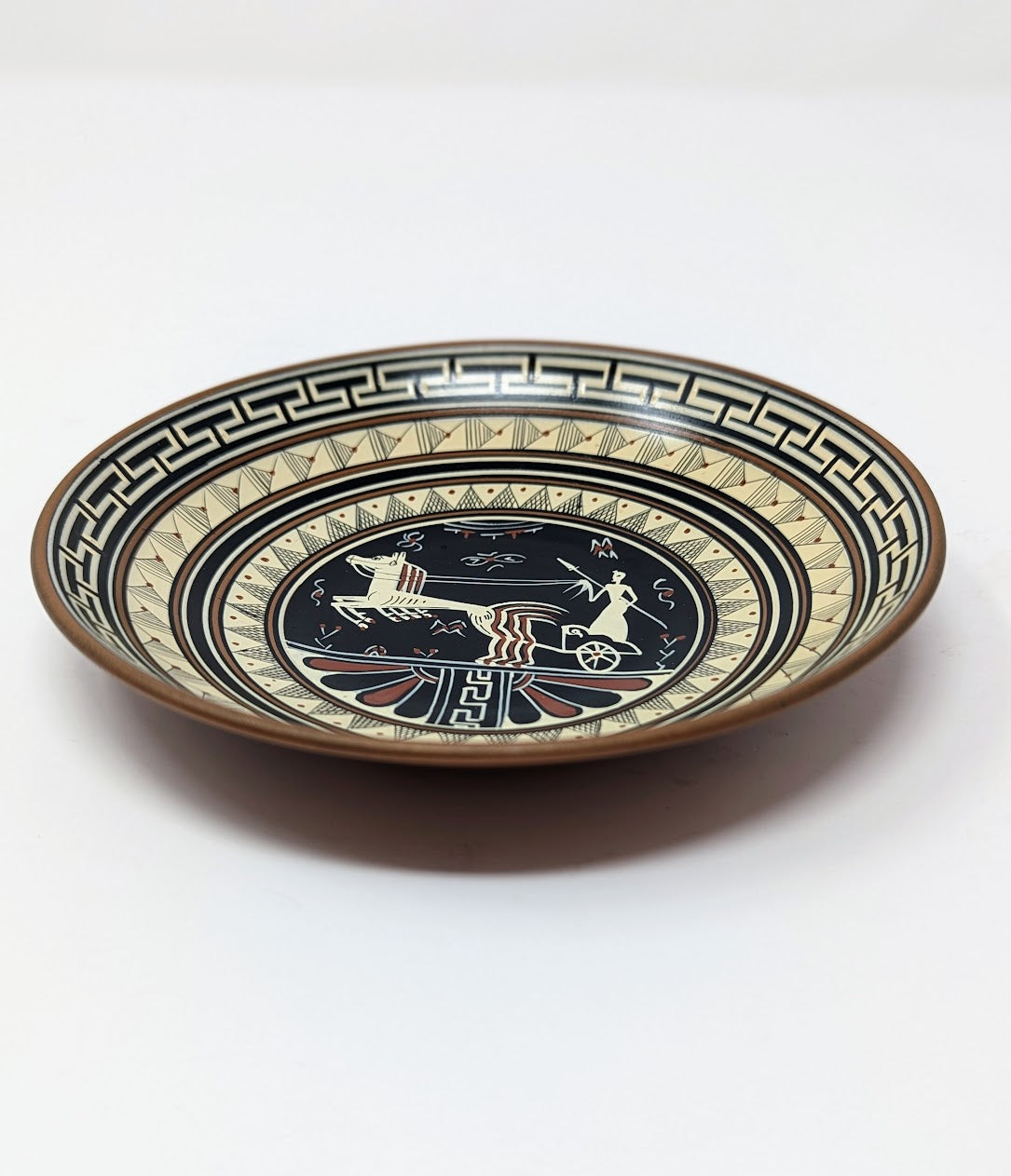 1950s Greek Artisan Copper & Enamel Shallow Bowl | Signed & Numbered