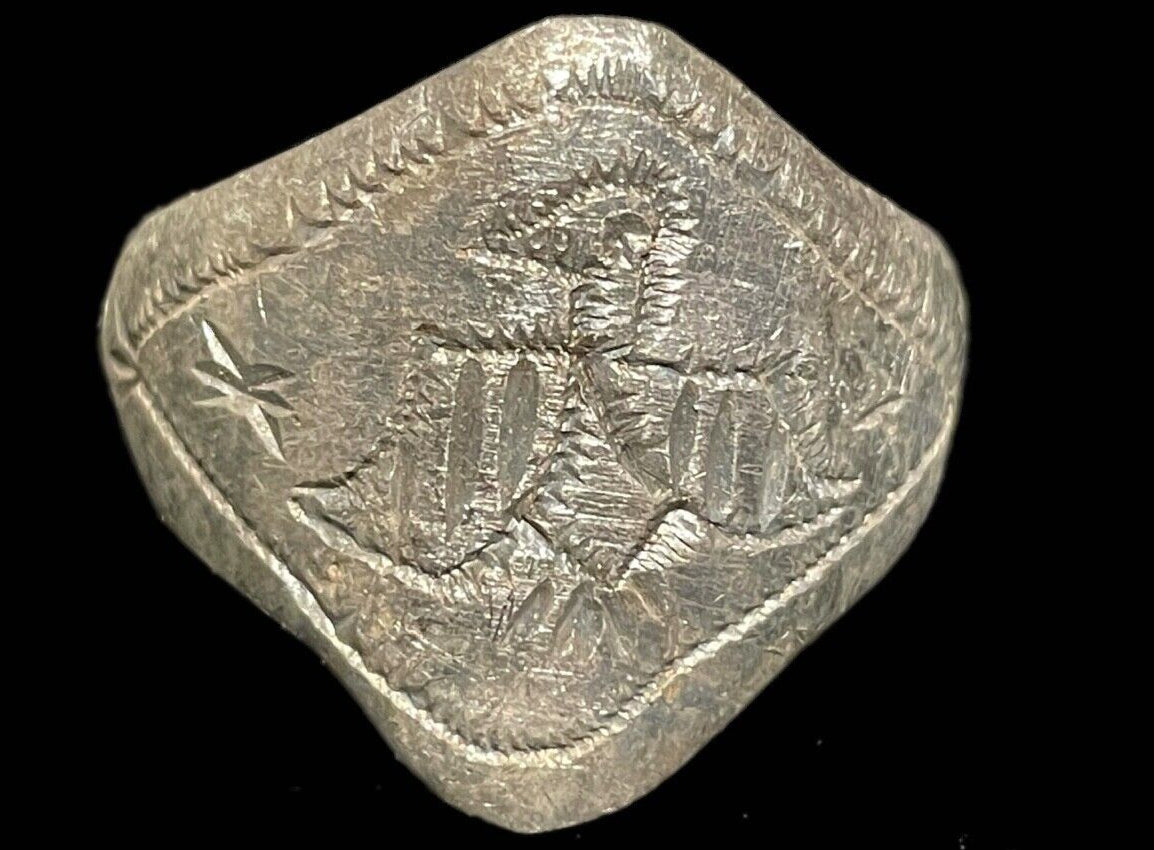 Antique Roman Silver Legionary Ring | Inscribed Bird on Bezel