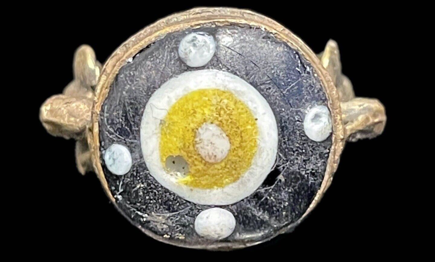 Antique Phoenician Gold-Gilt Mosaic Glass Ring (c. 300 A.D.)