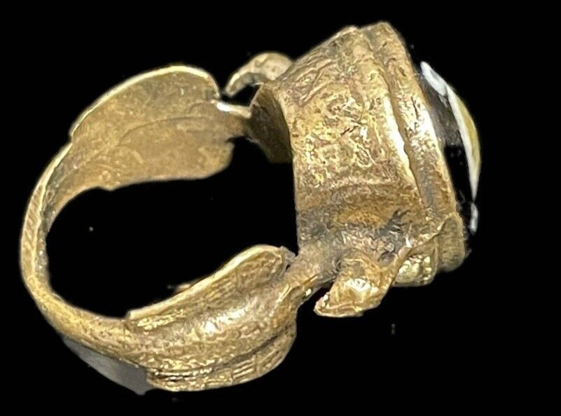 Antique Phoenician Gold-Gilt Mosaic Glass Ring (c. 300 A.D.)