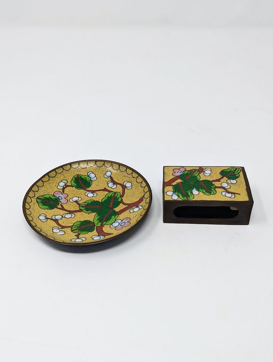 Antique Cloisonné Matchbox Holder & Ashtray | China (c. 1890-1910)