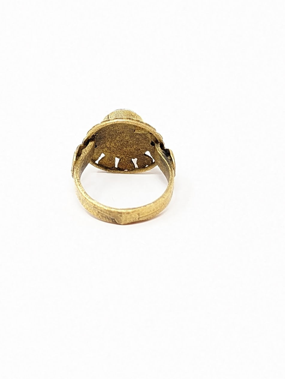 Antique Gold-Gilt Phoenician Ring | Mosaic Center-Stone (c. 300 A.D.)