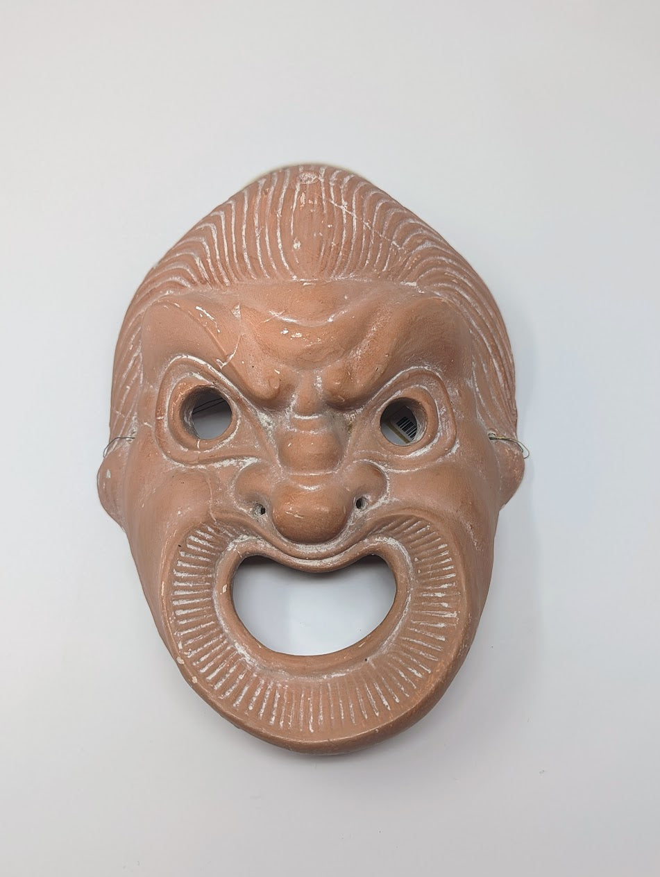 Ancient Greek Hellenistic Comedy Mask | Vintage Chalkware Replica