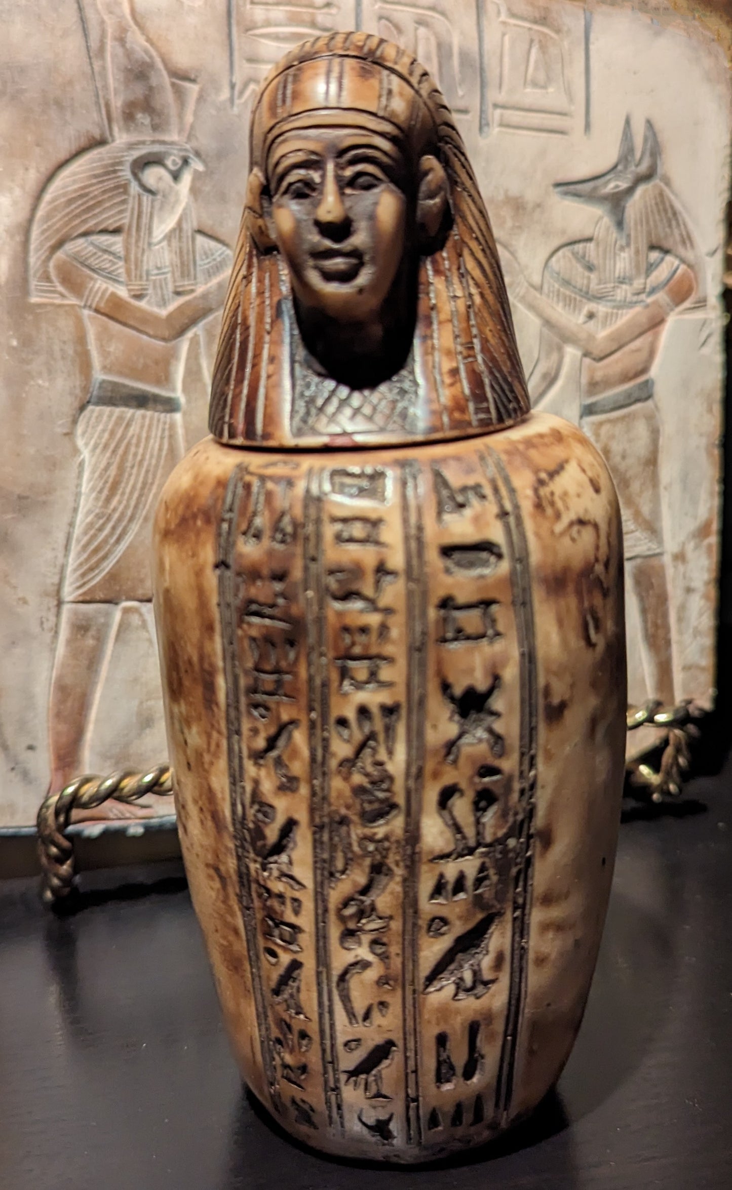 RARE Antique “Grand Tour” Alabaster Egyptian Canopic Jar (c. 1780-1920)