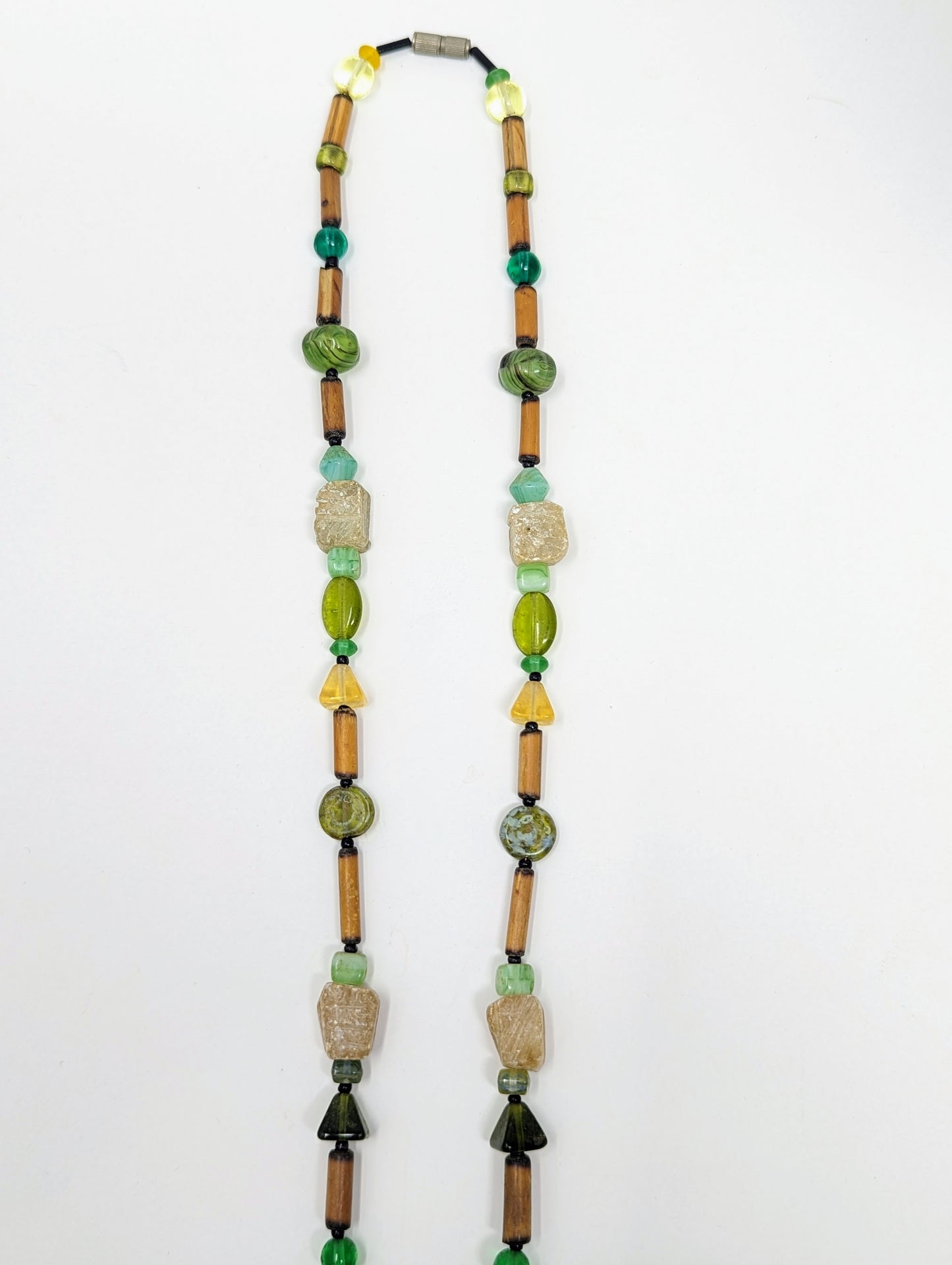 Egyptian Revival Beaded Necklace with Antique Shabti Pendant