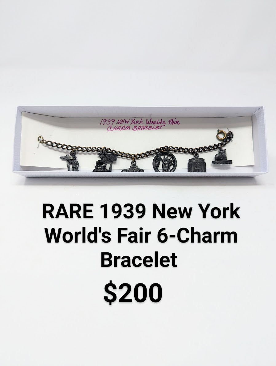 RARE 1939 New York World's Fair 6-Charm Bracelet