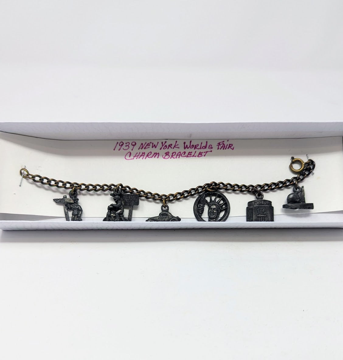 RARE 1939 New York World's Fair 6-Charm Bracelet