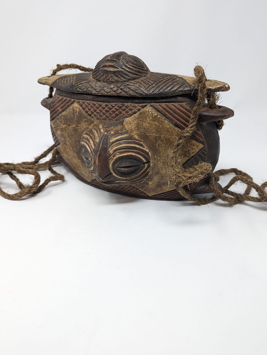 Antique African Congo Luba Tribe Hand-Carved Wooden Bag