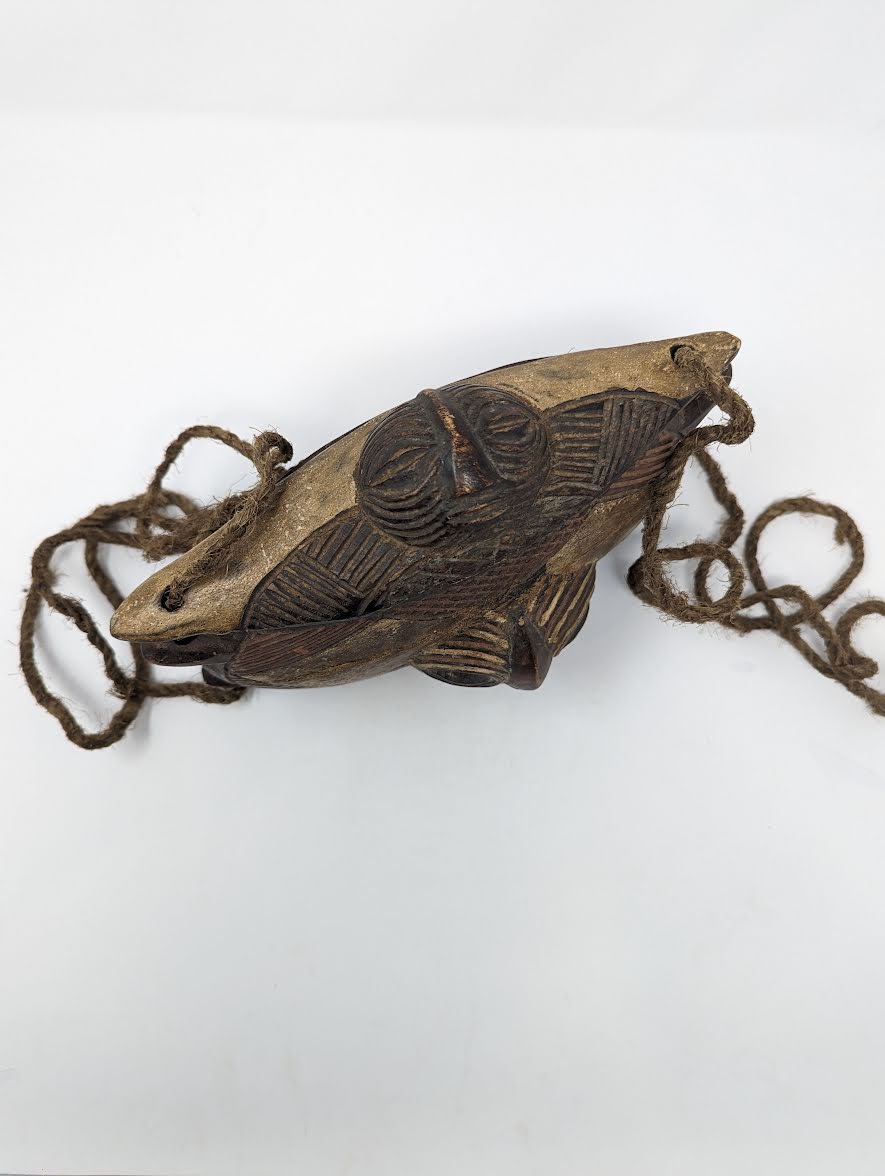 Antique African Congo Luba Tribe Hand-Carved Wooden Bag