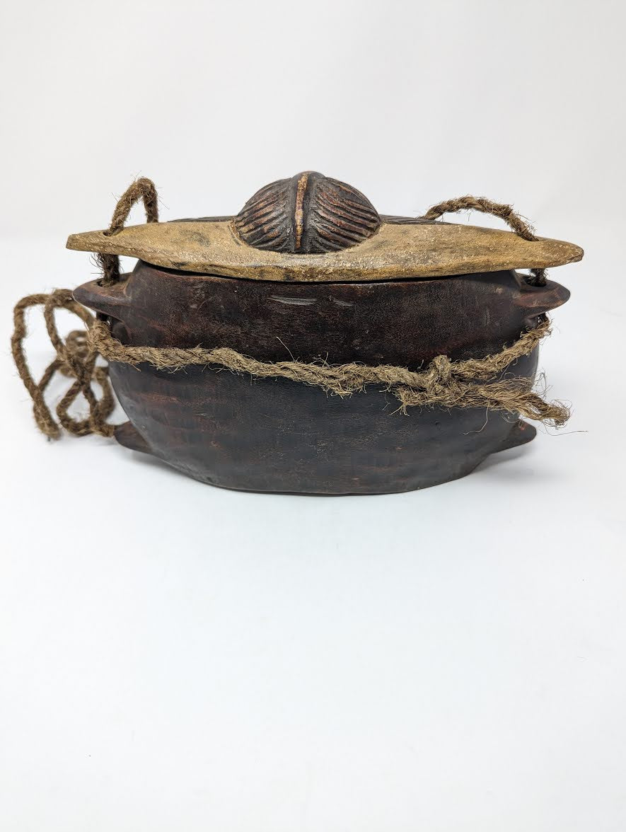 Antique African Congo Luba Tribe Hand-Carved Wooden Bag