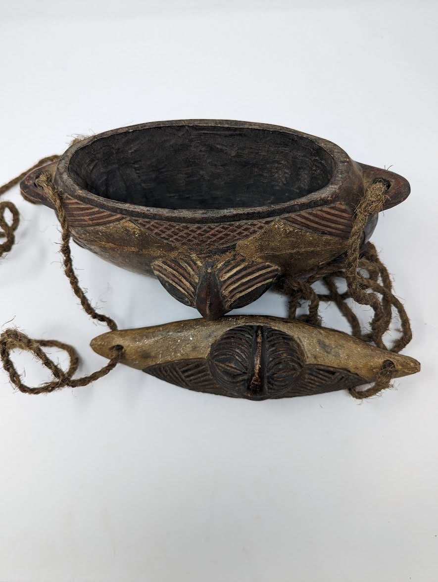 Antique African Congo Luba Tribe Hand-Carved Wooden Bag