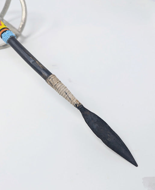 Ceremonial South African Zulu Tribal Spear with Decorative Beadwork