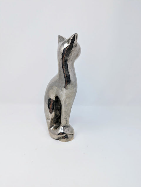 Vintage Sitting Cat Sculpture 8.5" | Art Deco Revival Style