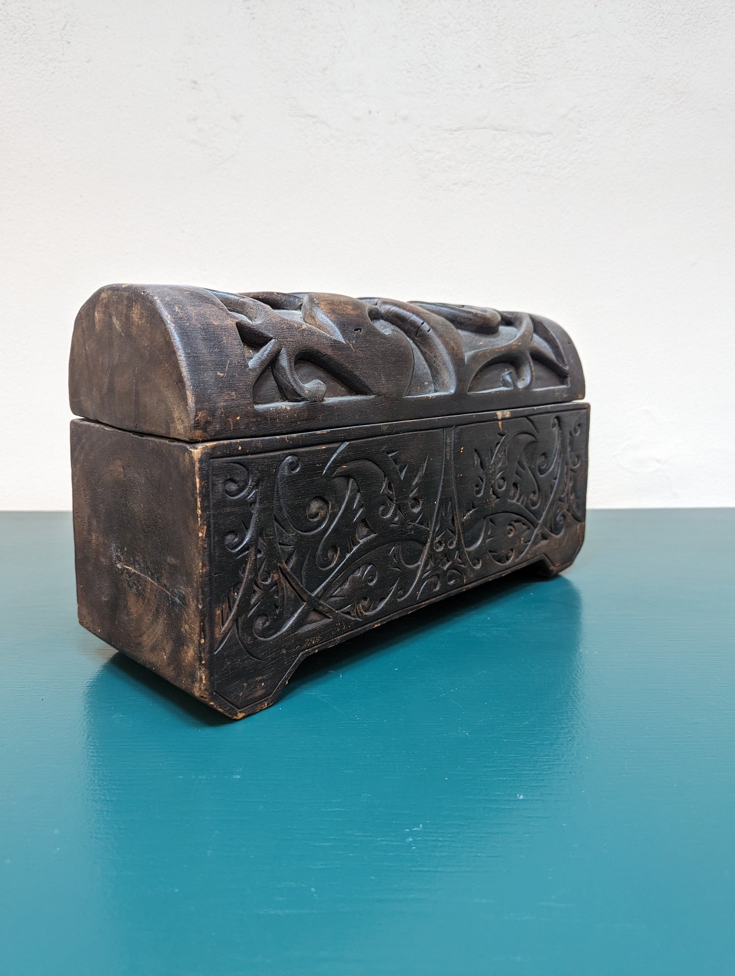 1940s Tribal Dayak Borneo Carved Wood Tattoo/Medicine Box