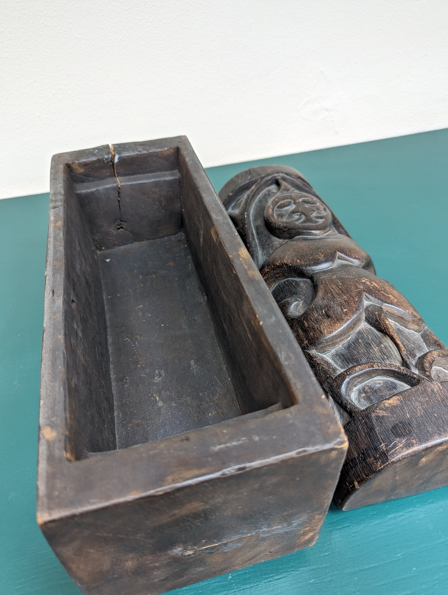 1940s Tribal Dayak Borneo Carved Wood Tattoo/Medicine Box