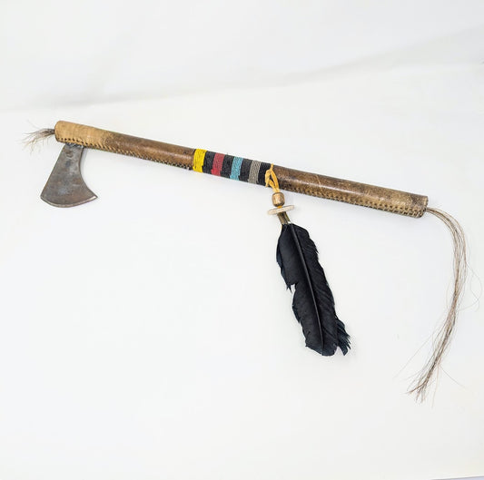 Vintage Navajo Rawhide & Beaded Handle Tomahawk