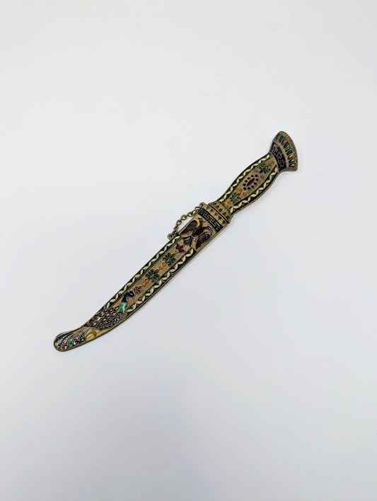 1940s Russian Enameled Brass Dagger