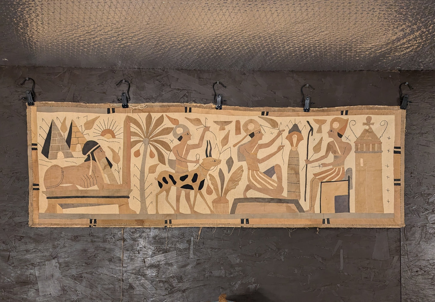 1900s "Egyptian Revival Period" Hand-Stitched Pharaoh Tapestry