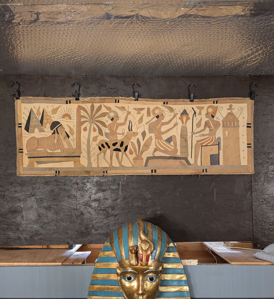 1900s "Egyptian Revival Period" Hand-Stitched Pharaoh Tapestry