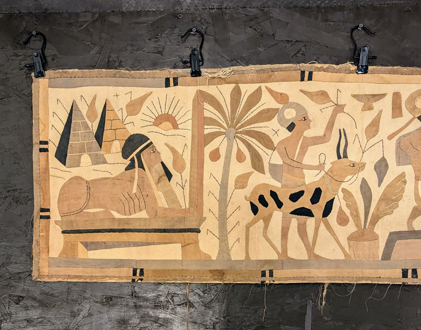1900s "Egyptian Revival Period" Hand-Stitched Pharaoh Tapestry